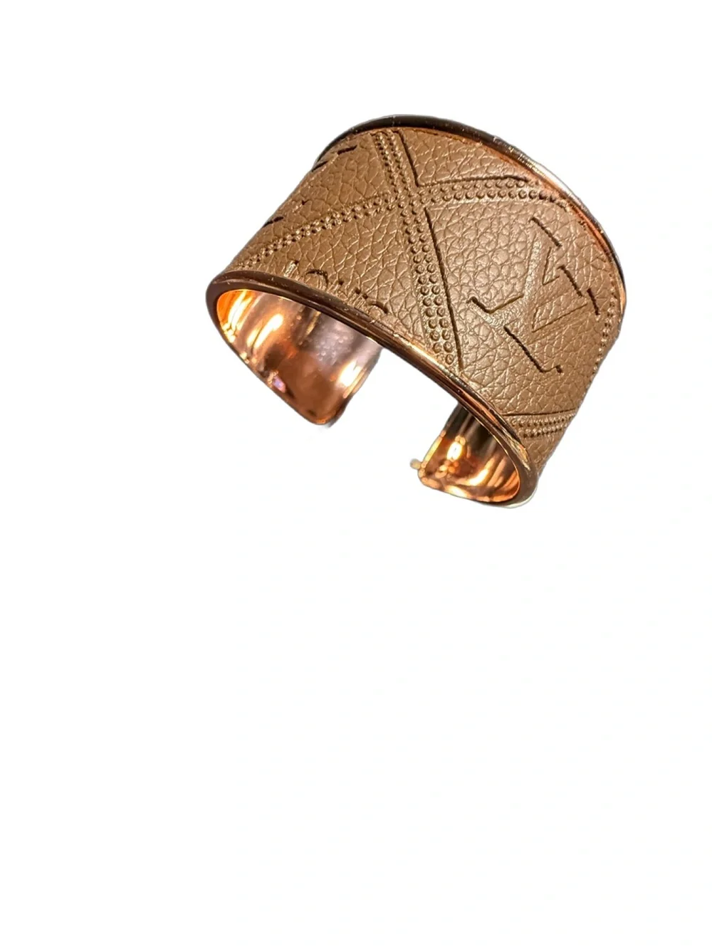 New 🔥Leather Cuff Bracelet in Brown - Designer Embossed Style for Unisex (Rare)🔥